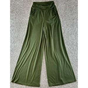 Zig Zag Stripe Palazzo Pants Womens Small Soft Lounge Flared Wide Leg Boho Green